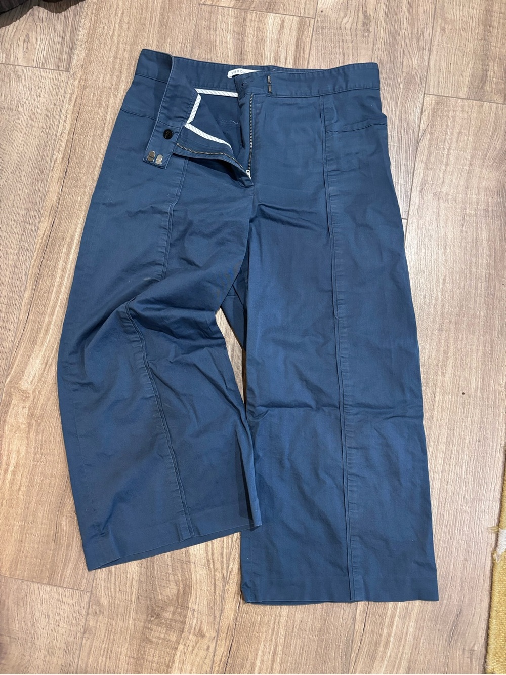 Veronica Beard Navy Wide Leg cropped pants Sz 8